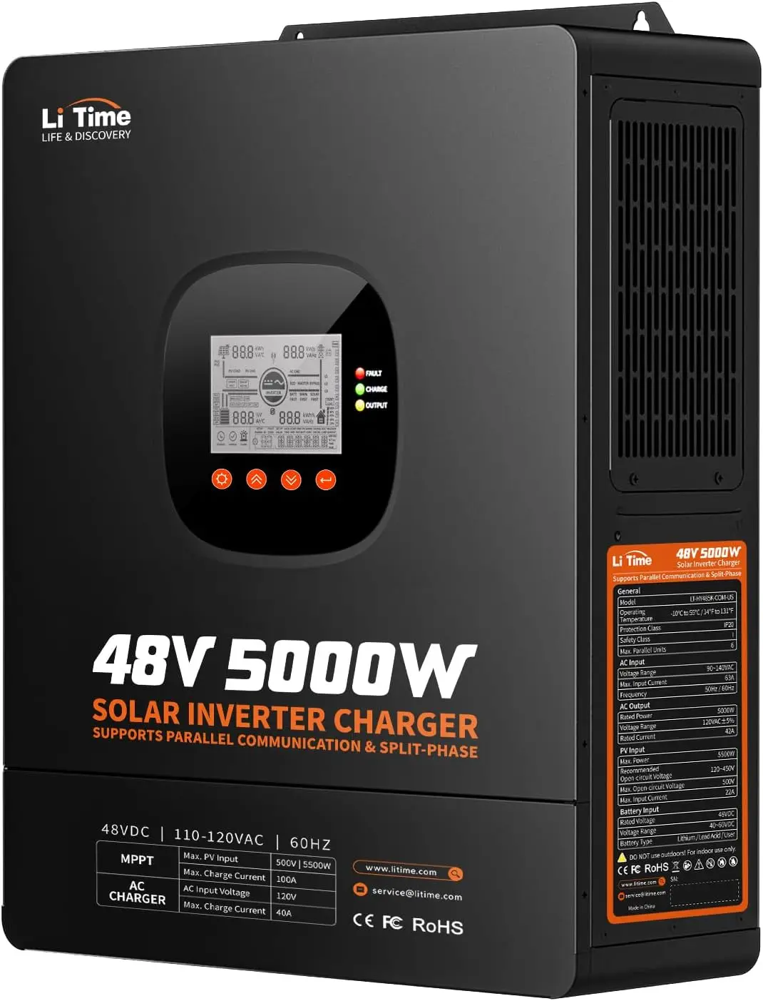 LiTime 5000W Inverter Hibrida  - Parallel Solar Inverter 48V 5000W Mppt ulasan dan harga